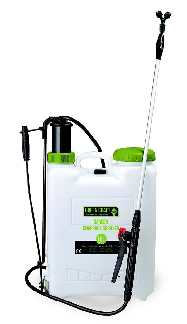 Green Craft 16L Knapsack Sprayer with adjustable nozzle, trigger lock, ergonomic design – ideal for garden and cleaning