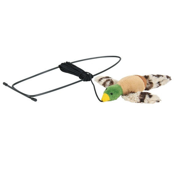 Flying Bird Cat Toy with Catnip, Plush on Elastic String, Doorframe Clamp, 13cm bird, 135cm string – Keans Claremorris