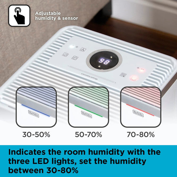 Black & Decker 12L Dehumidifier BXEH60003GB, efficient moisture removal, compact design – available at Keans Claremorris