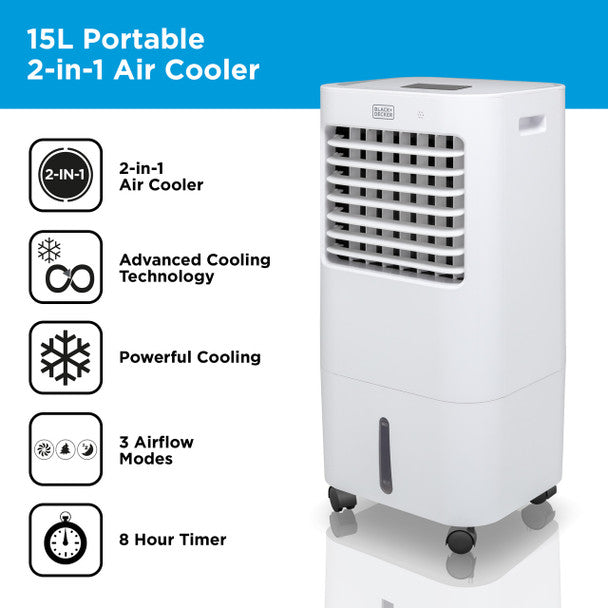 Black & Decker 15L 3-in-1 Air Cooler BXAC65007GB - Portable Cooling, Fan & Humidifier | Keans Claremorris