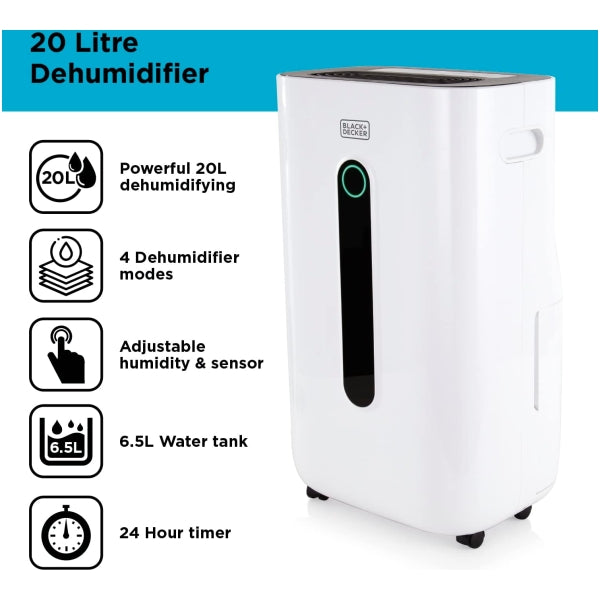 Black & Decker H6000 20L Dehumidifier BXEH60004GB - Efficient moisture control, available at Keans Claremorris