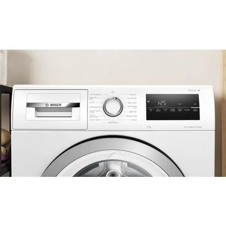Bosch WAN28259GB 9kg 1400 Spin White Washing Machine, efficient laundry, available at Keans Claremorris.