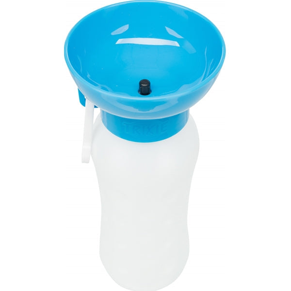 Travel bottle with built-in drinking bowl for cats & dogs, 0.55L, press valve, hook for belt or bike – Keans Claremorris