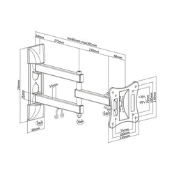 Brateck 14'' - 42'' Full Motion Double Arm TV Bracket