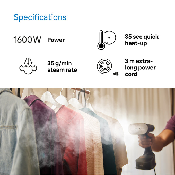 Braun Garment Steamer 1600W| GS7077BK - Image 7