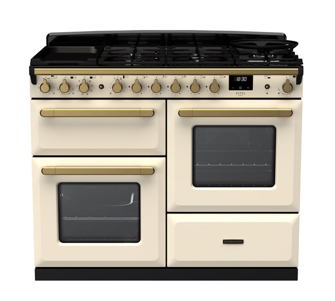 Rangemaster Dual Fuel Estel Deluxe 110cm Antique Brass Trim - Image 3