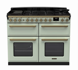 Rangemaster Dual Fuel Estel Deluxe 110cm Slow Cook Oven Antique Brass Trim