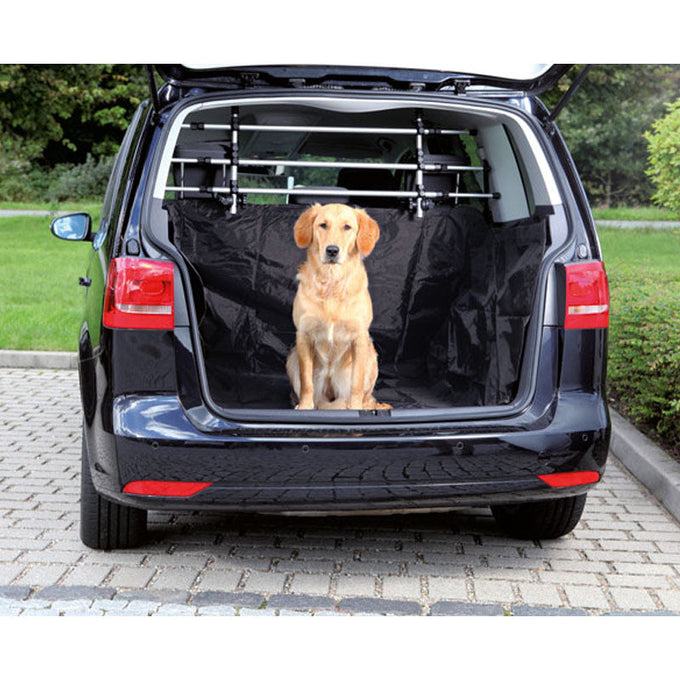 Black 2.30x1.70m car boot cover with non-slip waterproof nylon, high sides, and removable bumper apron – Keans Claremorris