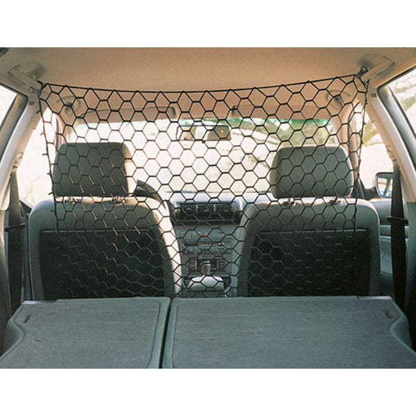 Car Net 120x100cm Black mesh barrier keeps pets secure in back seat, durable polypropylene, easy to install – Keans