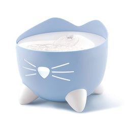 Catit Pixi Fountain Light Blue pet water fountain for cats, quiet flow, compact design – available at Keans Claremorris