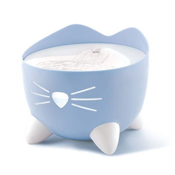 Catit Pixi Fountain Light Blue pet water fountain for cats, quiet flow, compact design – available at Keans Claremorris