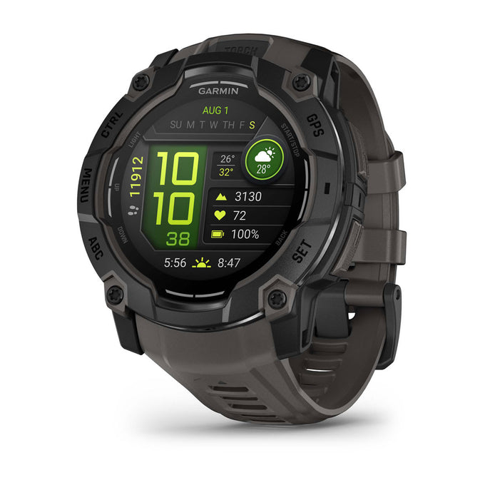 Garmin Instinct 3 50mm AMOLED smartwatch in black with charcoal silicone band, heart rate, GPS, fitness tracking – Keans