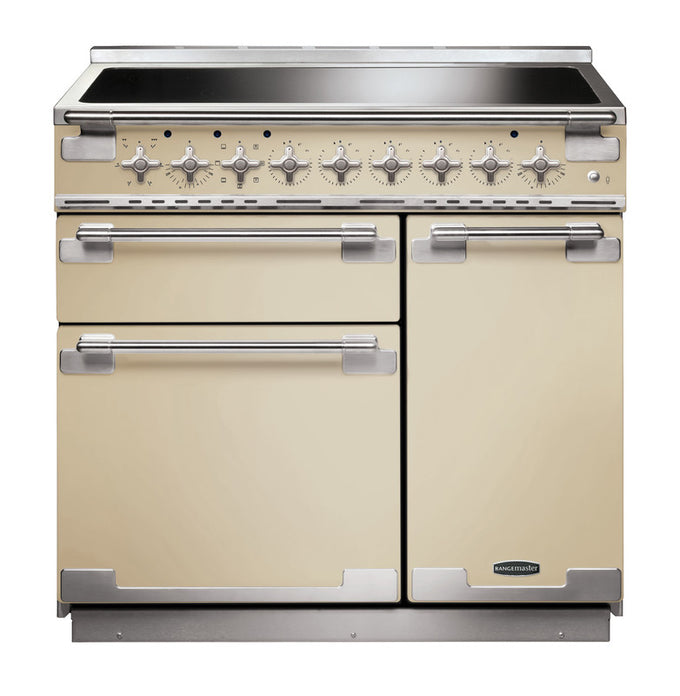 Rangemaster Elise 90CM induction range cooker with double oven, sleek black finish - available at Keans Claremorris