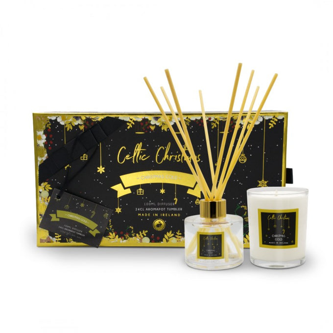 Celtic Candle Gift Box Mini Christmas Gold - Image 2