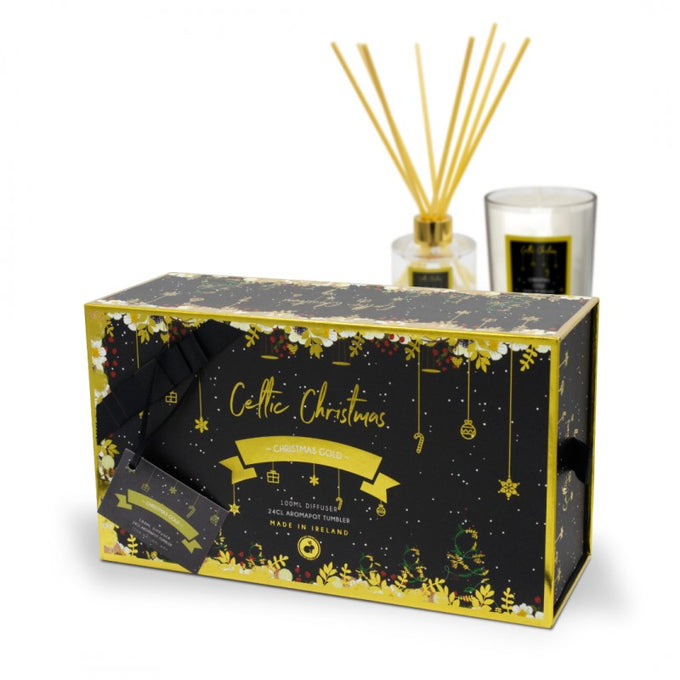 Celtic Candle Gift Box Mini Christmas Gold - Image 4