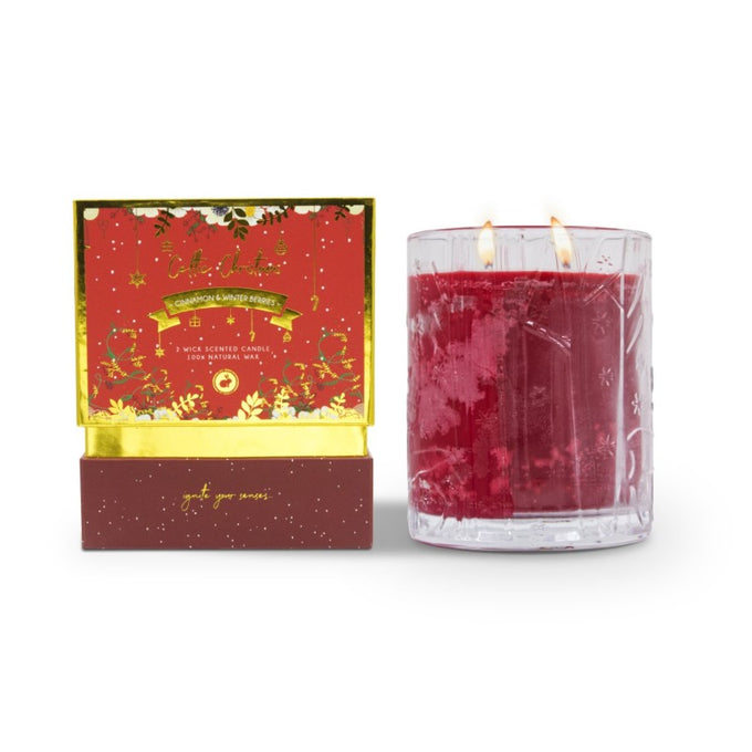Celtic Candle Double Wick Christmas Cinnamon and Winter Berry - Image 2