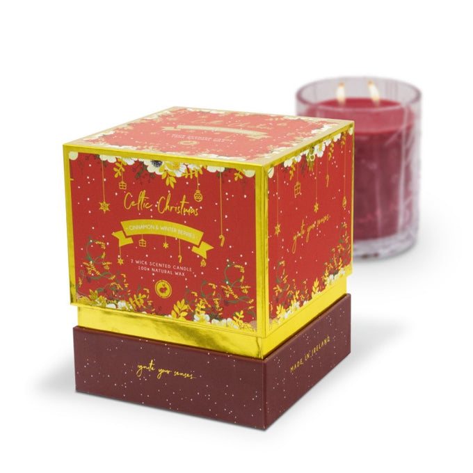 Celtic Candle Double Wick Christmas Cinnamon and Winter Berry - Image 4