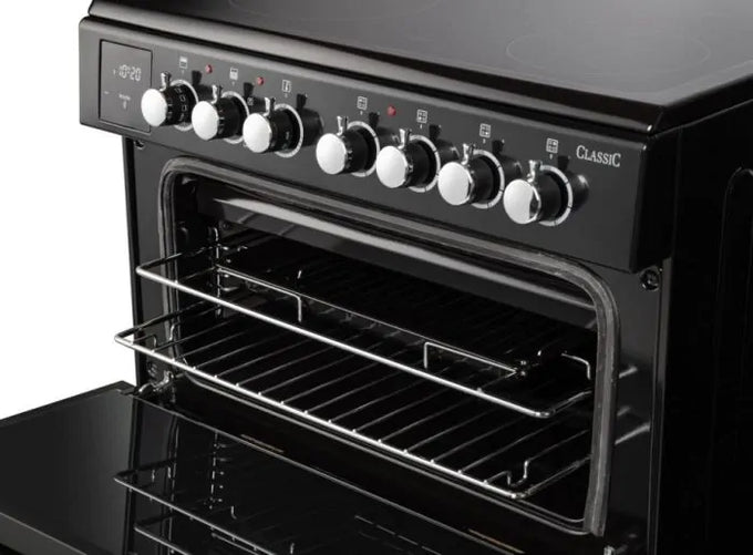 Rangemaster CLA60ECBL/C 128100 Classic 60cm Ceramic Cooker - BLACK/CHROME - Image 3