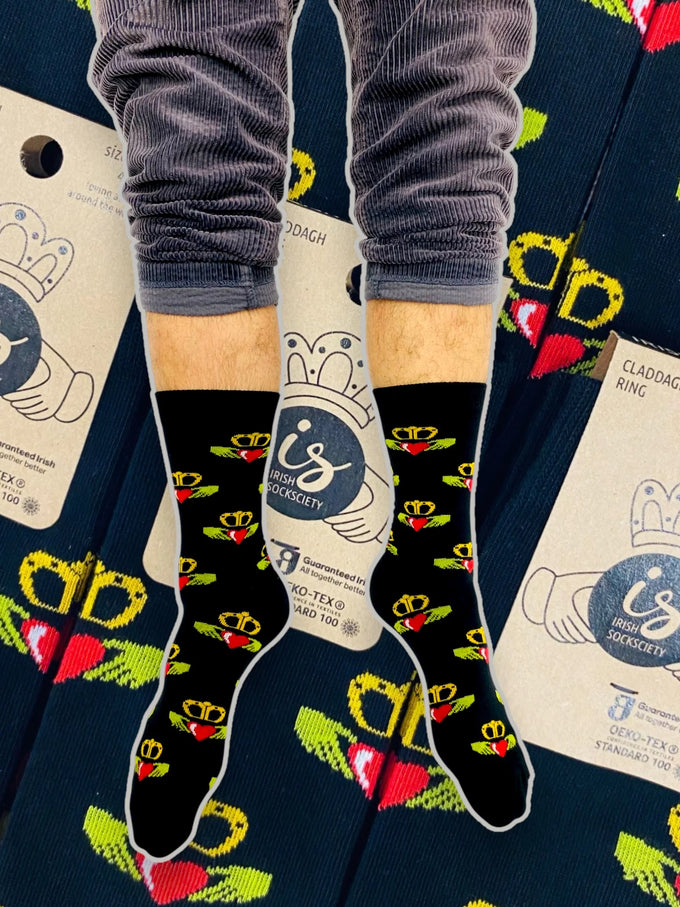 Galway Claddagh Ring Socks Black 3-7 Irish Humour Socks - Image 4