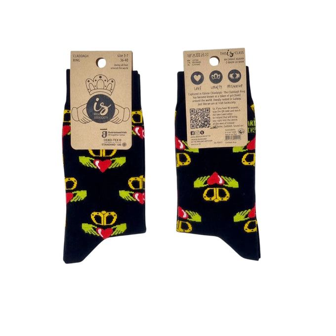Galway Claddagh Ring Socks Black 3-7 Irish Humour Socks - Image 2
