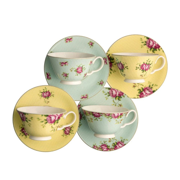 Archive Rose Teacup & Saucers Set of 4 Keans Claremorris