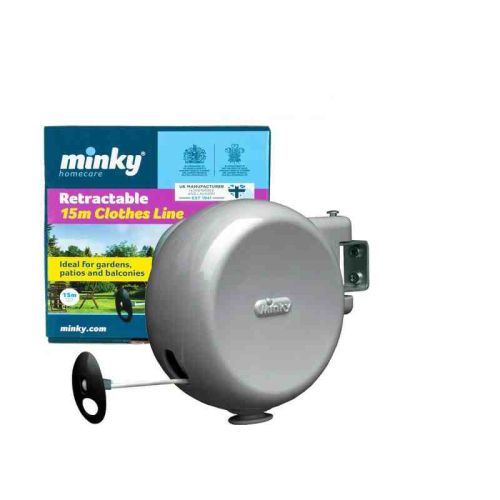 Minky 15m retractable clothes line for indoor/outdoor drying – durable and space-saving | Keans Claremorris