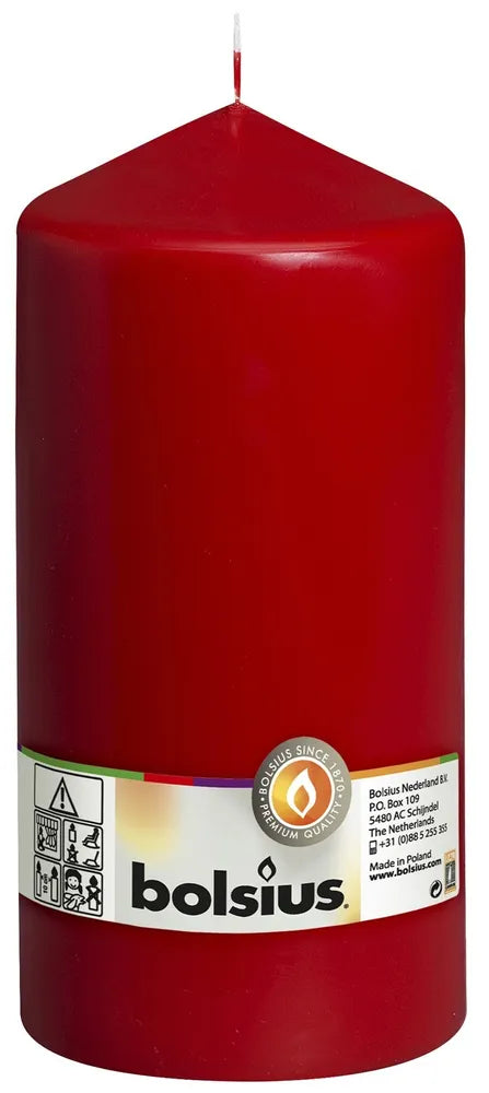 Bolsius Pillar candle Red, single in cello (200 mm x 98 mm)