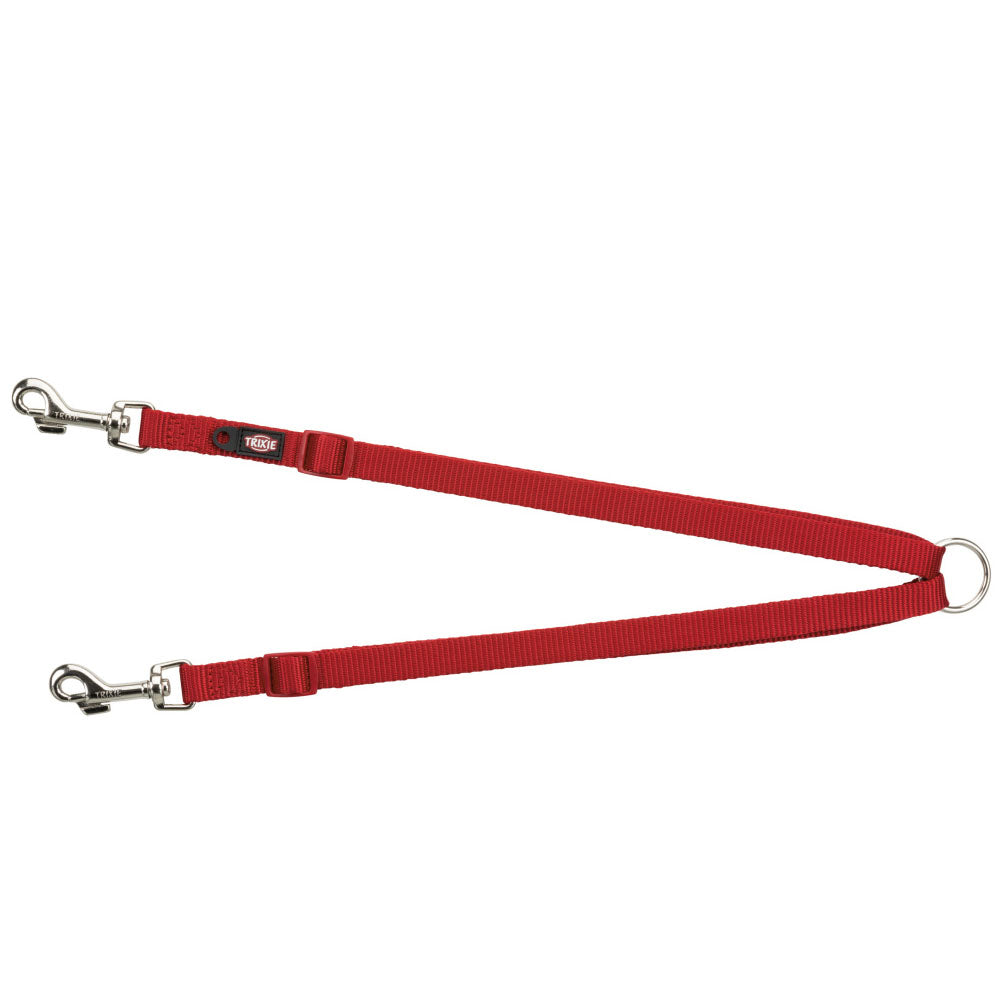 Premium Coupler XS-M in red, adjustable dog lead splitter 40-70cm with loop for tags, from Keans Claremorris.