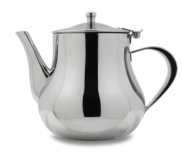 Royal Teapot 48oz stainless steel with heat-resistant handles and spill-free spout, dishwasher safe – Keans Claremorris