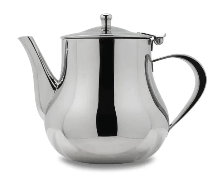 Royal Teapot 48oz stainless steel with heat-resistant handles and spill-free spout, dishwasher safe – Keans Claremorris