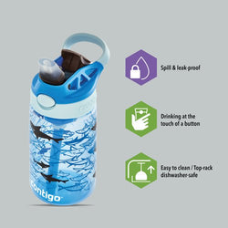 Contigo Easy Clean Autospout 14oz Blue Sharks Water Bottle, Spill-Proof, BPA-Free – Keans Claremorris