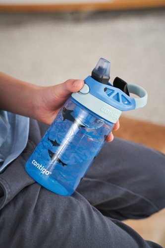 Contigo Easy Clean Autospout 14oz Blue Sharks Water Bottle, Spill-Proof, Durable, Keans Claremorris