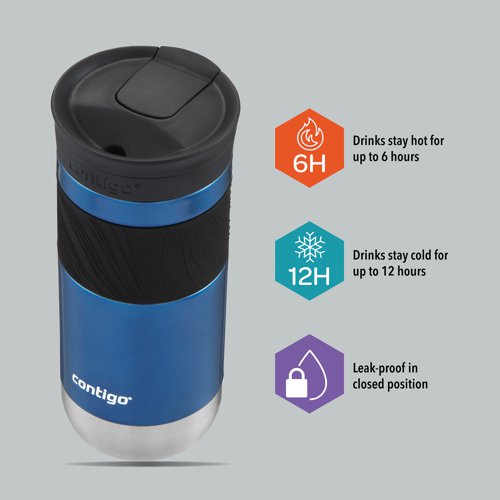 Contigo Byron 2.0 Snapseal 16oz Travel Mug in Blue Corn, spill-proof, insulated - available at Keans Claremorris