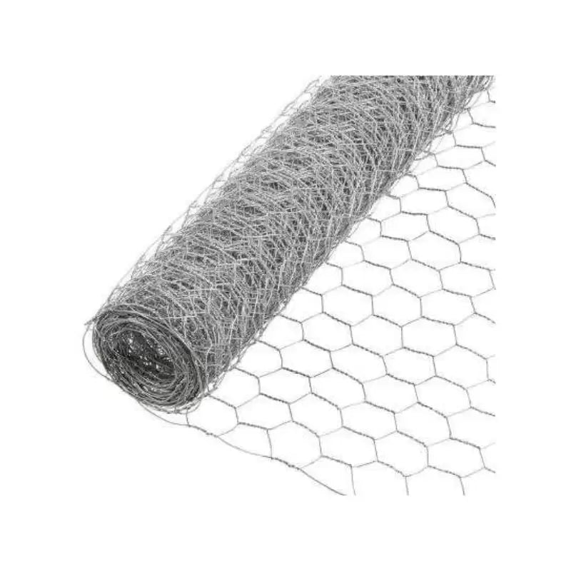 Rolled 50-meter chicken wire with hexagonal mesh pattern for fencing and containment projects.