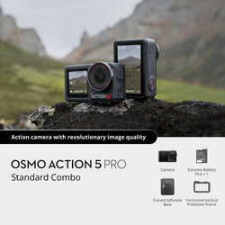 DJI Osmo Action 5 Pro Standard Combo action camera with dual screens, 4K video, waterproof - available at Keans Claremorris