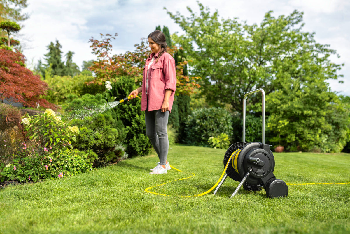 Karcher Hose Trolley T 2.20 Set 2.645-362.0 for easy garden hose storage – available at Keans Claremorris
