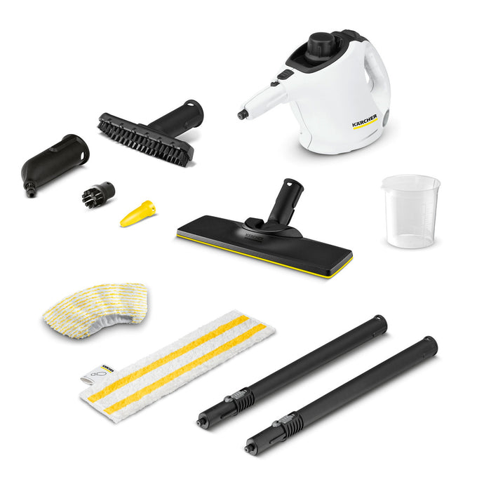 Karcher SC1 EasyFix white steam cleaner with child lock, chemical-free deep cleaning, 1200W, 3 bar pressure – Keans