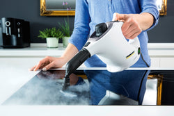 Karcher SC1 EasyFix White steam cleaner, compact and efficient, available at Keans Claremorris store.