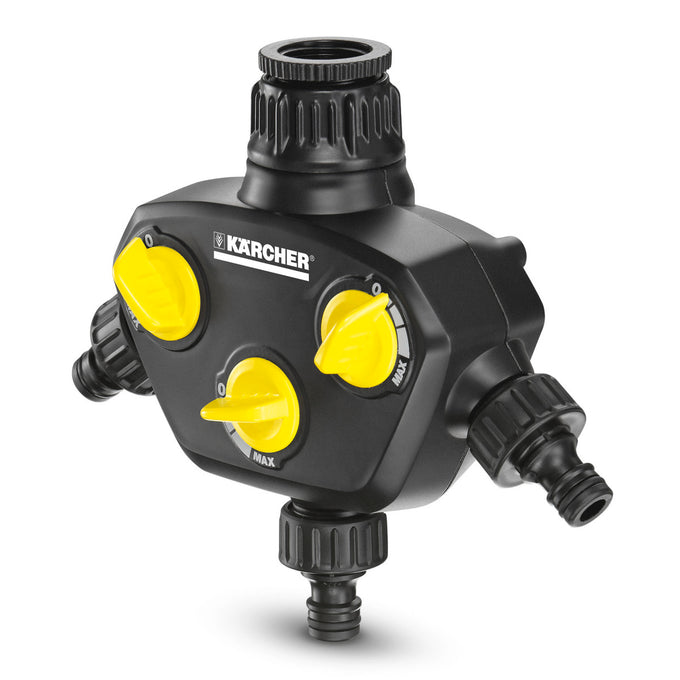 Karcher 3-way tap adaptor with independent flow control, pre-filter, fits 1" & 3/4" taps – Keans Claremorris