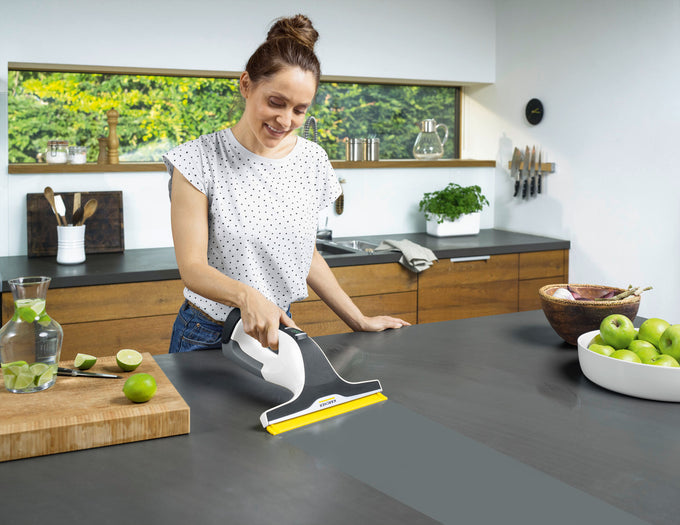Karcher WV6 Plus Window Vac White cordless cleaner for streak-free windows, available at Keans Claremorris.