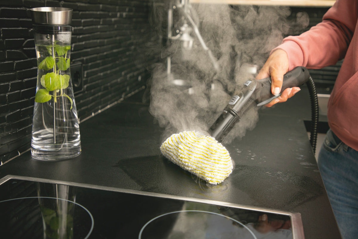 Karcher SC4 EasyFix White steam cleaner with EasyFix floor tool, powerful cleaning – available at Keans Claremorris