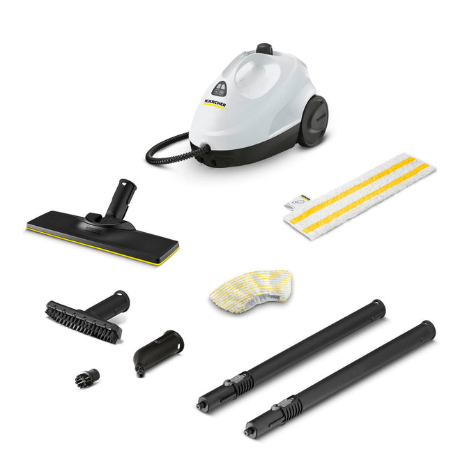 Karcher SC2 EasyFix White steam cleaner, 3.2 bar pressure, kills 99.99% bacteria, lightweight, sold by Kean’s Claremorris –