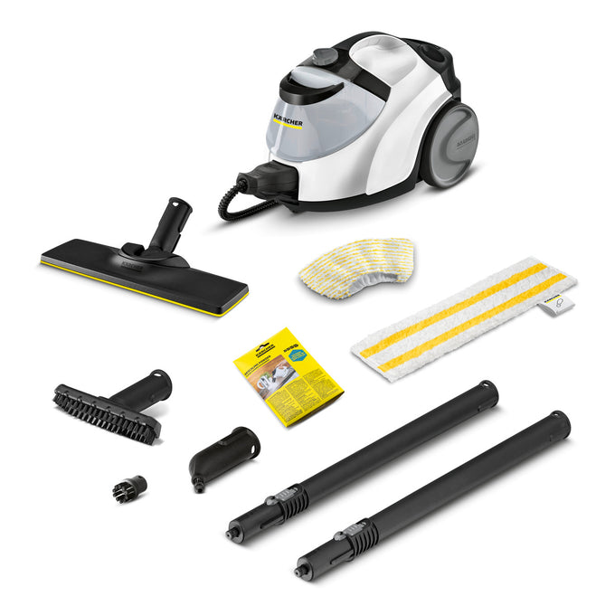 Karcher SC5 EasyFix White steam cleaner with 4.2 bar pressure, VapoHydro boost, twin tank system – available at Keans