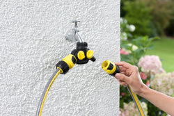 Karcher 2 Way Tap Adaptor 2.645-199.0 for garden hoses, durable connector – available at Keans Claremorris