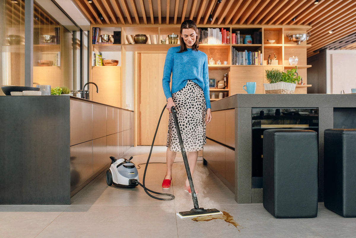 Karcher SC5 EasyFix White steam cleaner, powerful home cleaning tool – available at Keans Claremorris