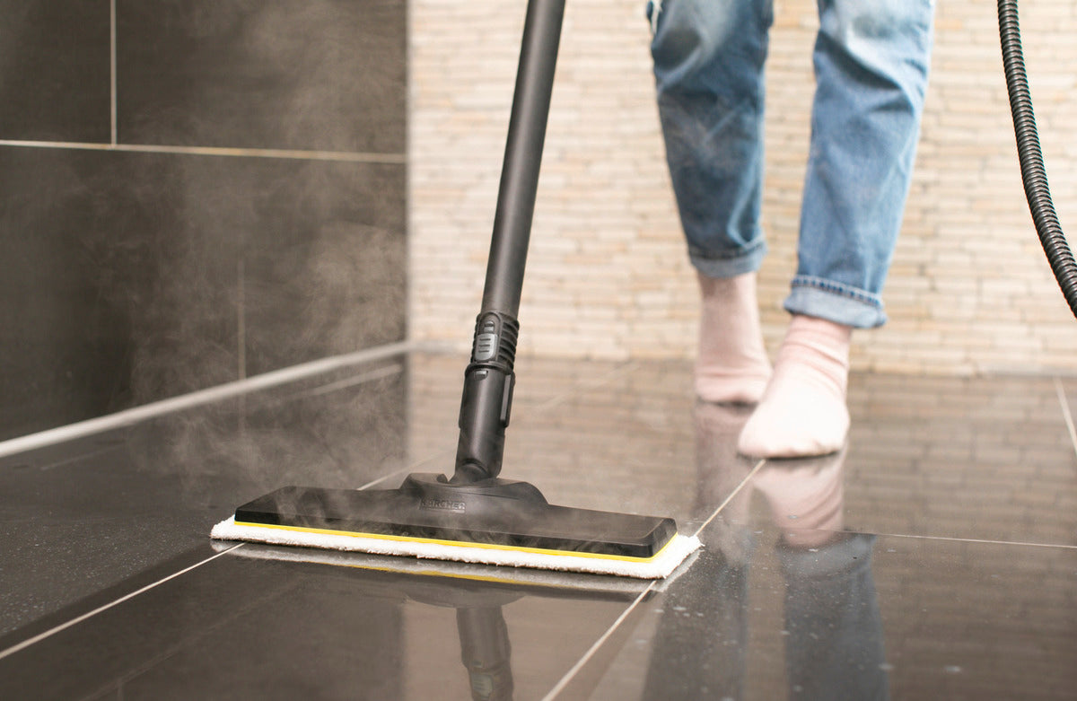 Karcher SC4 EasyFix White steam cleaner with easy floor cleaning system, available at Keans Claremorris.