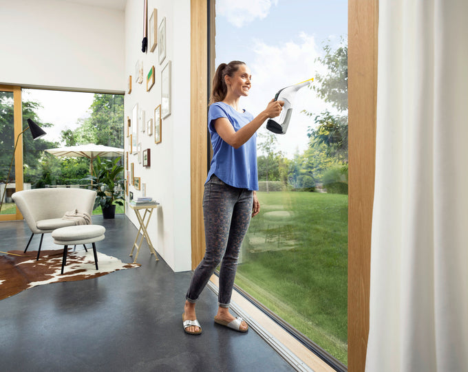 Karcher WV6 Plus Window Vac White cordless cleaner for streak-free windows, available at Keans Claremorris.