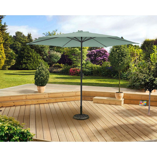 Parasol Aluminum 3m Crank and Tilt Mint Green, UPF30+, water resistant, 6 steel ribs, 2.25m height – Keans Claremorris