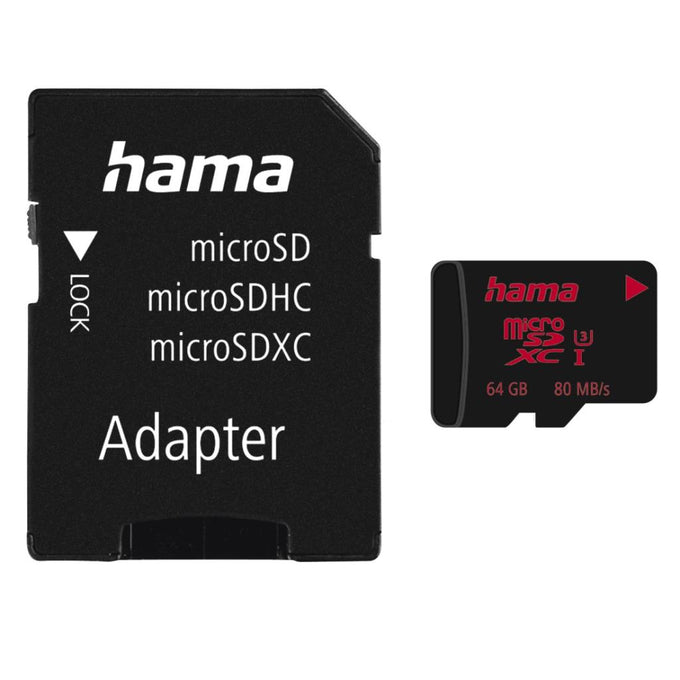 Hama 64GB Micro SDXC Card Class 10 UHS-I with SD adapter, ideal for Full HD video – available at Keans Claremorris