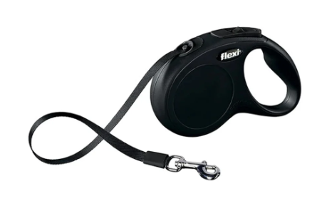 Flexi New Classic Tape Small black 5m leash for dogs up to 15kg with chromed hook and short-stroke brake – Keans Claremorris